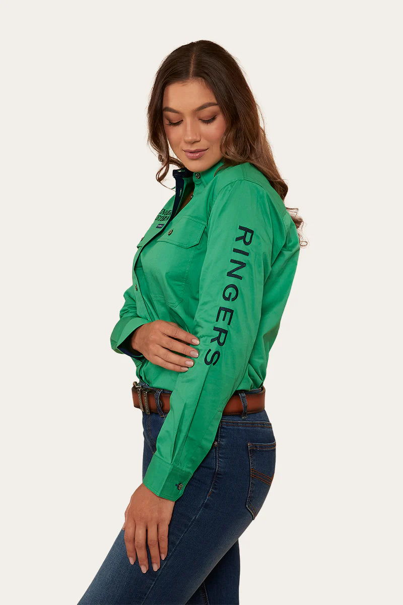 RINGERS WESTERN Signature Jillaroo Womens Full Button Work Shirt - Kelly Green/Navy