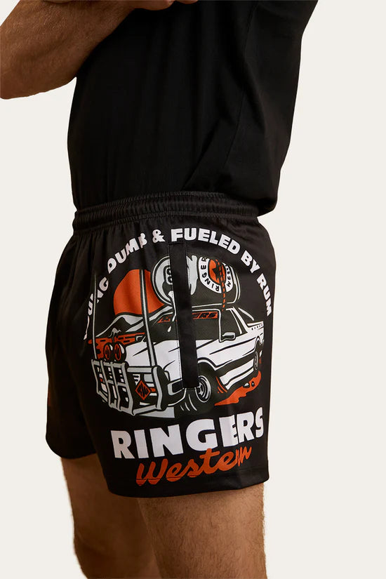 RINGERS WESTERN Young and Dumb Mens Footy Short Black/Orange (Copy)