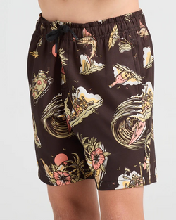 The Mad Hueys FROTHIN OUT | YOUTH 14" SWIM VOLLEY SHORT - VINTAGE BLACK