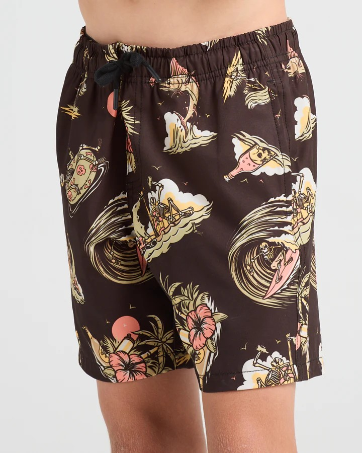 The Mad Hueys FROTHIN OUT | YOUTH 14" SWIM VOLLEY SHORT - VINTAGE BLACK