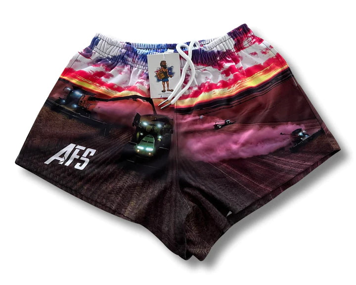 AFS- "Harvester Sunset" Footy Shorts (with pockets)