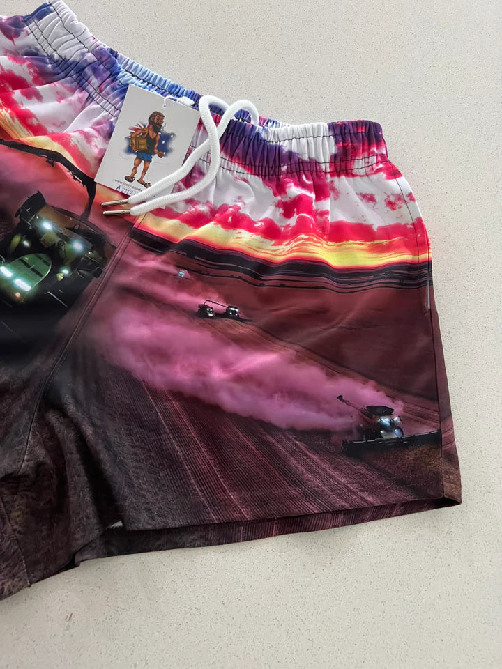 AFS- "Harvester Sunset" Footy Shorts (with pockets)