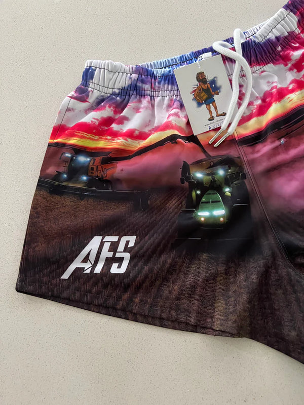 AFS- "Harvester Sunset" Footy Shorts (with pockets)