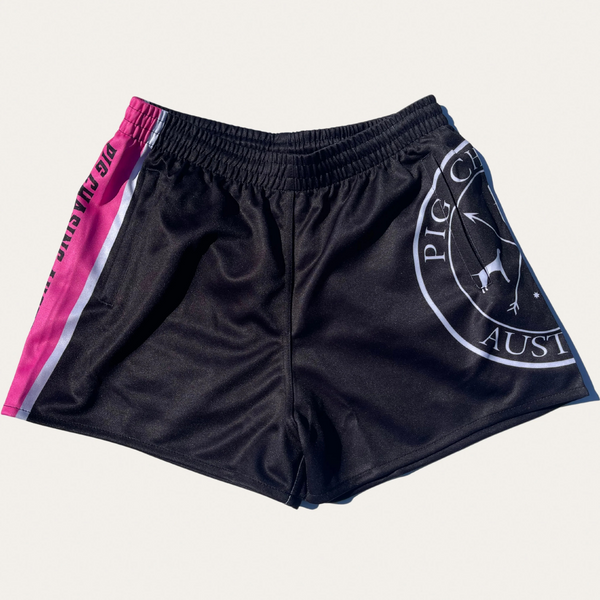 PCA Footy Shorts -Pink Stripe- ZIP Pockets!