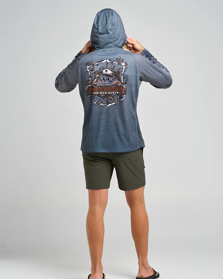 The Sea Captain UPF50+ Hooded Fishing Jersey- Steel Blue