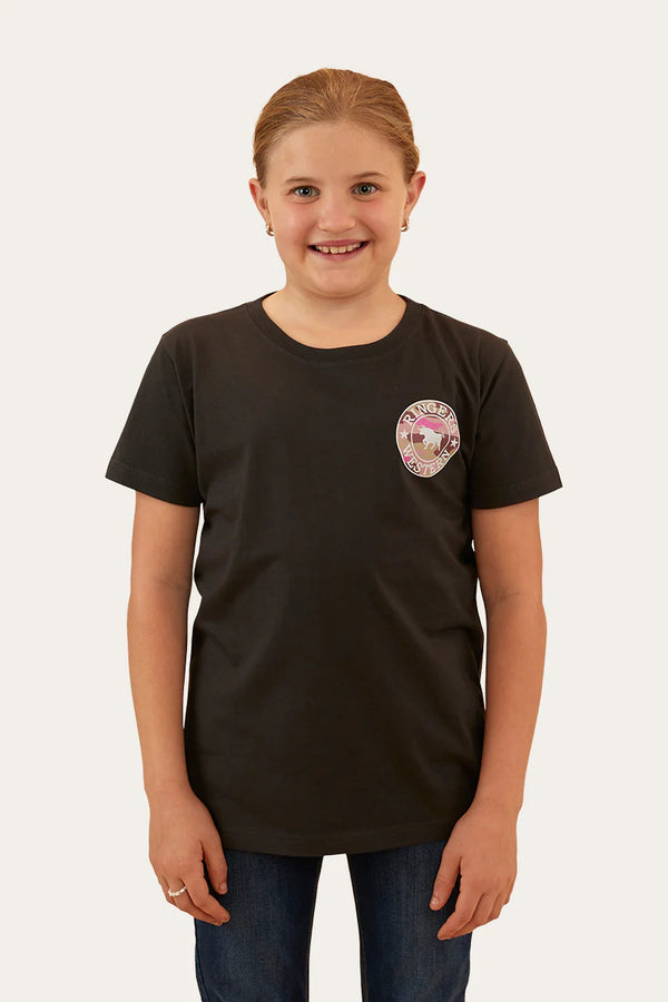 RINGERS WESTERN Signature Bull Kids Classic T-Shirt - Charcoal / Pink Camo