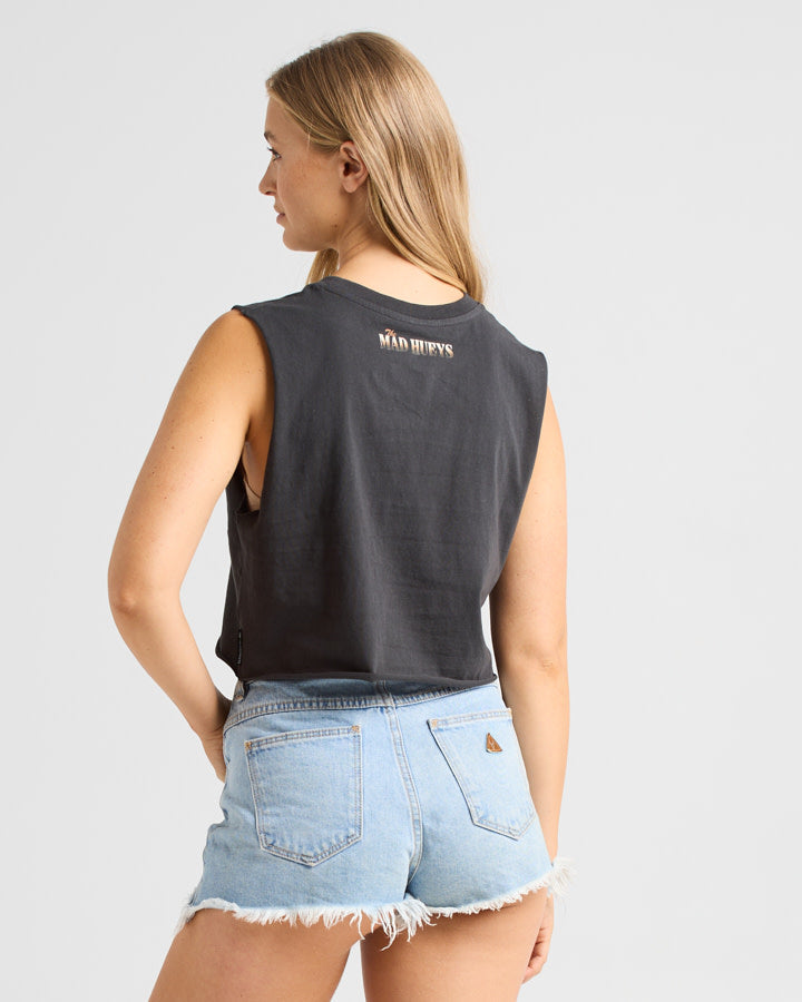 The Mad Hueys FREEDOM HUEYS | WOMENS CROP MUSCLE - VINTAGE BLACK