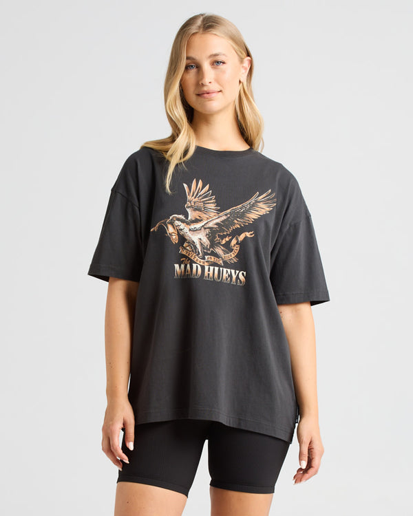 The Mad Hueys FREEDOM HUEYS | WOMENS OVERSIZED SS TEE - VINTAGE BLACK