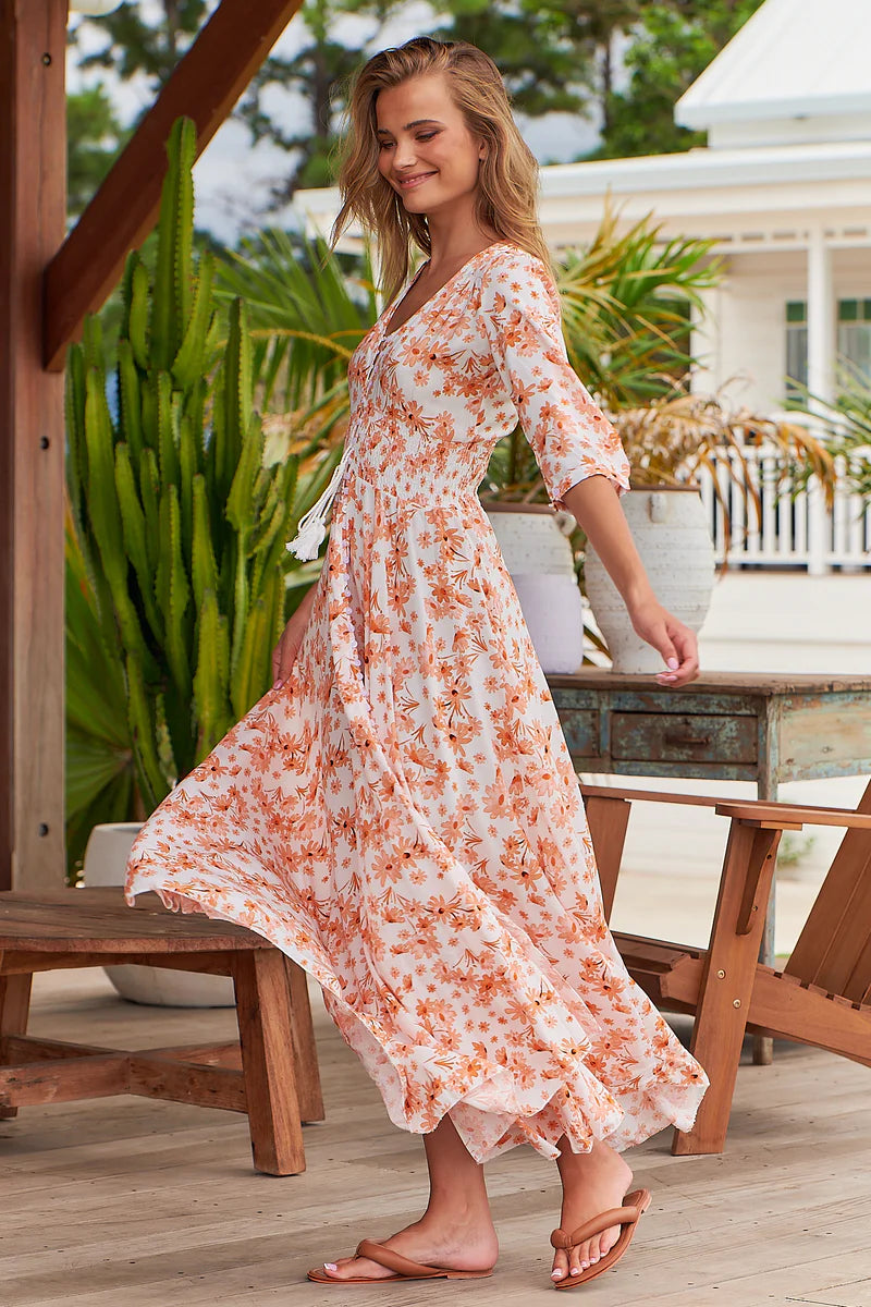 Apricot Prairie Print Indiana Maxi - Jaase