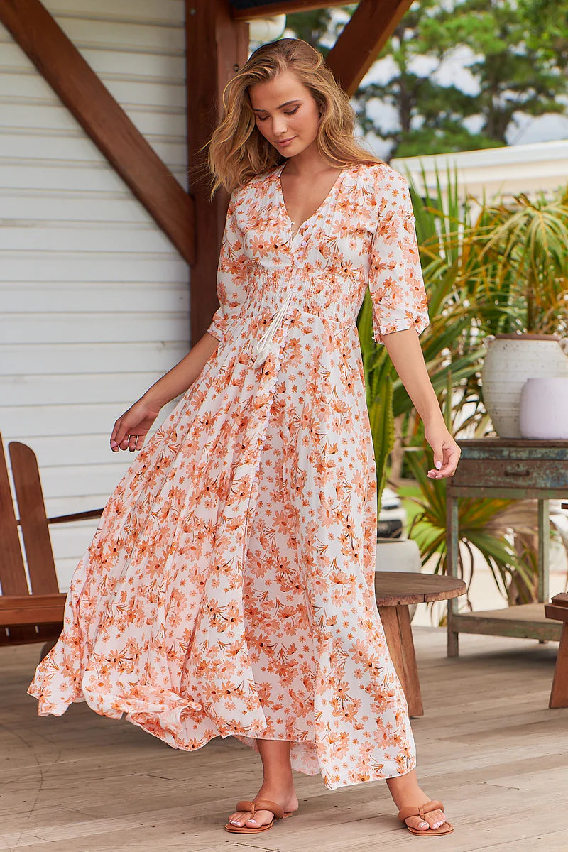 Apricot Prairie Print Indiana Maxi - Jaase