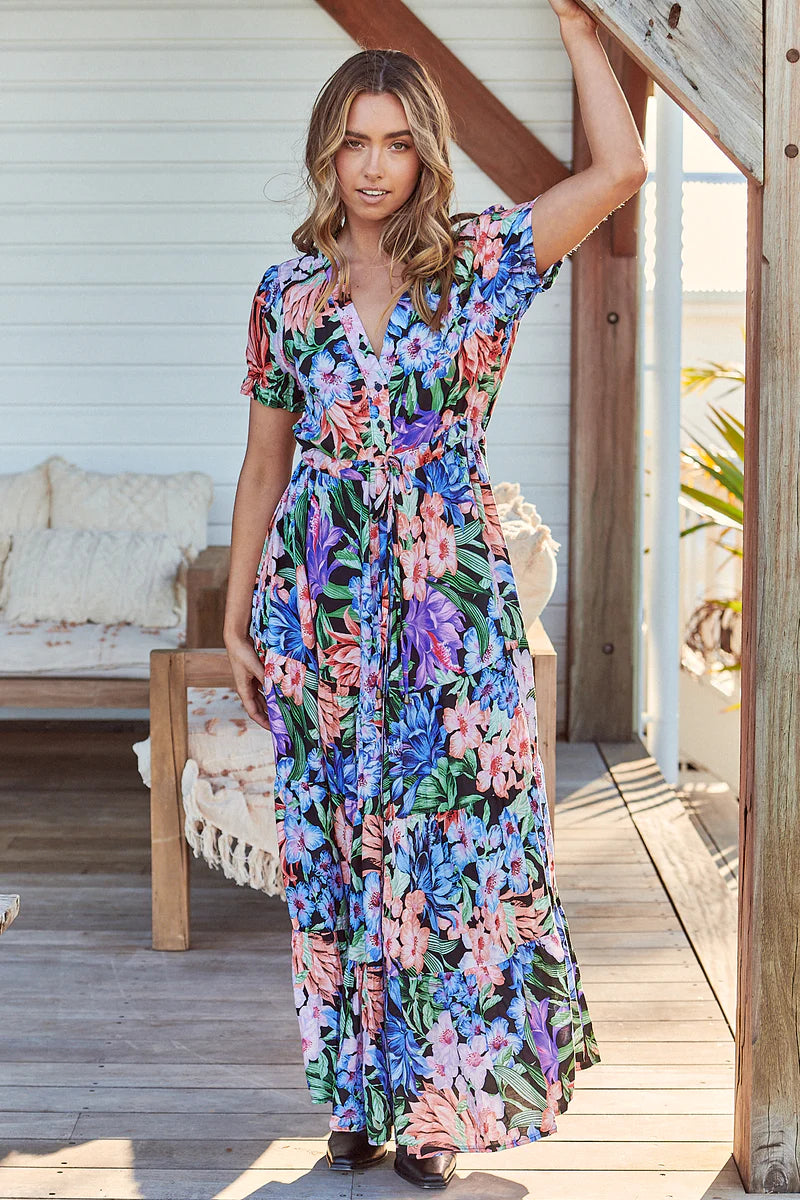 Midnight Tropics Print June Dress - Jaase