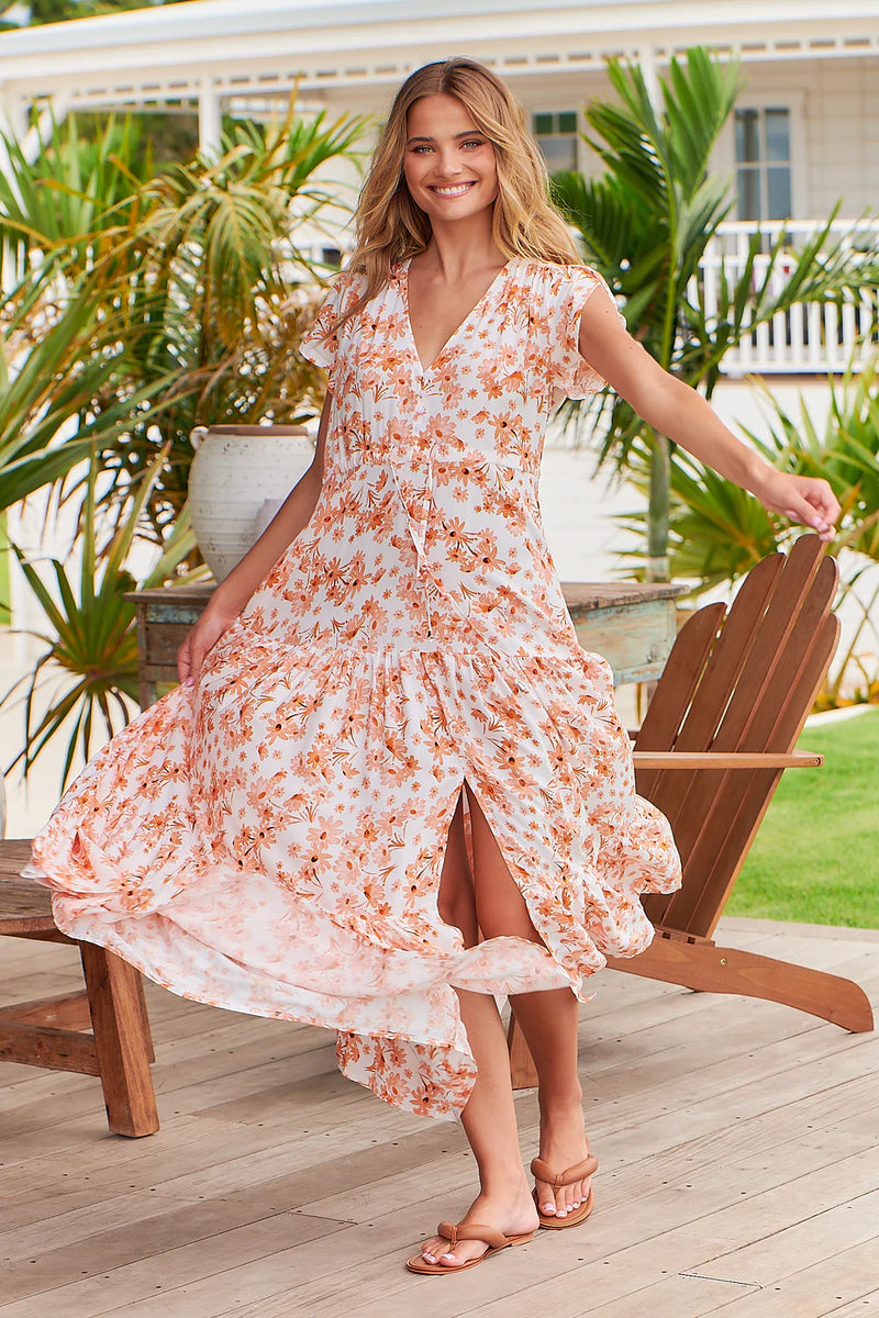 Apricot Prairie Print Melissa Maxi - Jaase