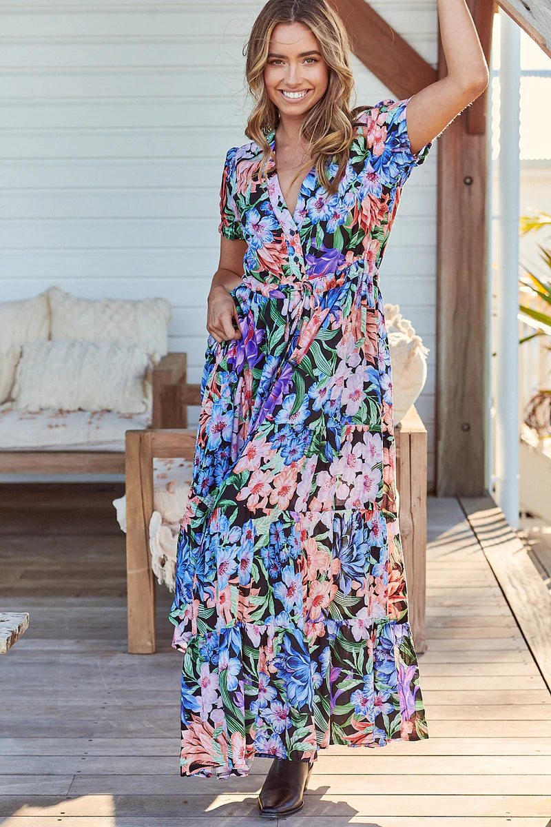 Midnight Tropics Print June Dress - Jaase