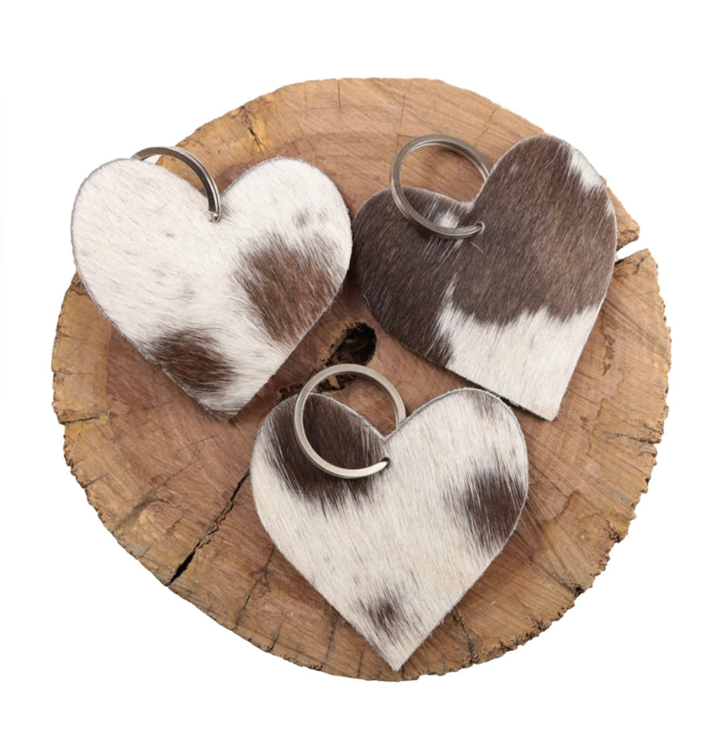 COUNTRY ALLURE Cowhide Leather Heart Keychain - Small