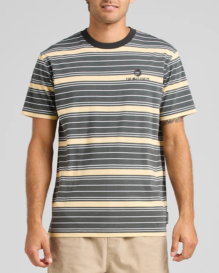 The Mad Hueys HUEYS STRIPE | SS TEE - CHARCOAL