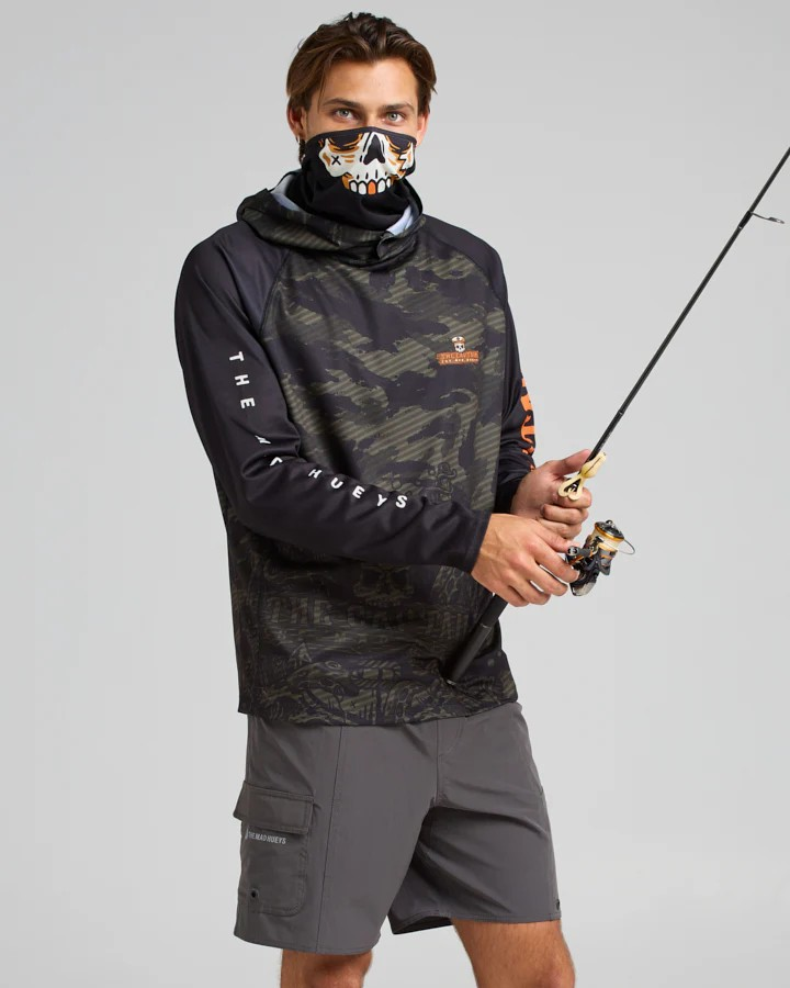 The Mad Hueys THE KRAKEN CAPTAIN | HOODED MASKED FISHING JERSEY - OLIVE