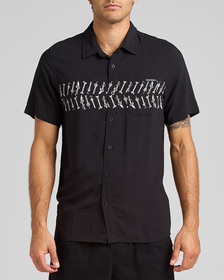 The Mad Hueys PORT SIDE AHOY FKRS | WOVEN SHIRT - BLACK