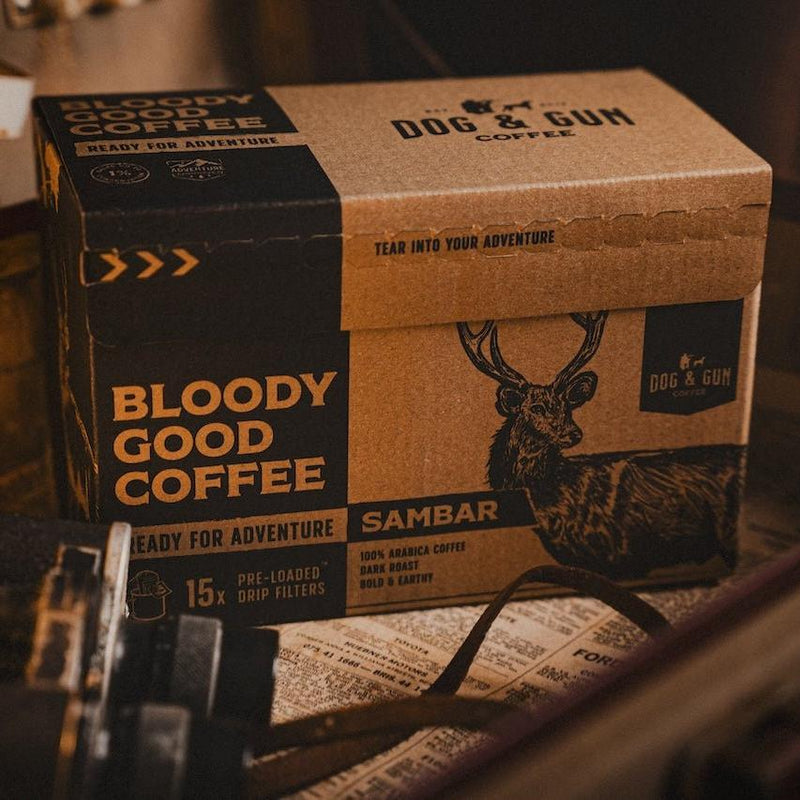 Pre-Loaded Drip Filters Sambar Dark Roast 15pk - Dog & Gun