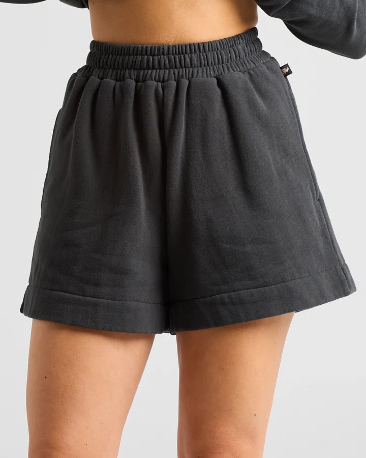 The Mad Hueys SUNFLOWER ANCHOR | WOMENS SHORTS - VINTAGE BLACK