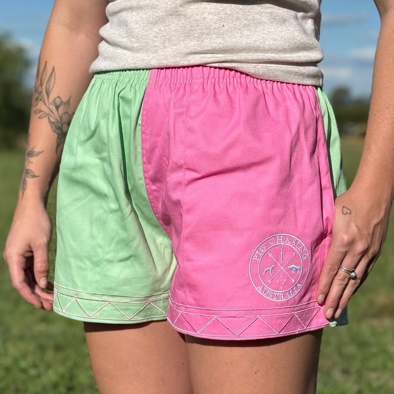 PCA Cotton Drill Rugger Shorts - Pink/Mint