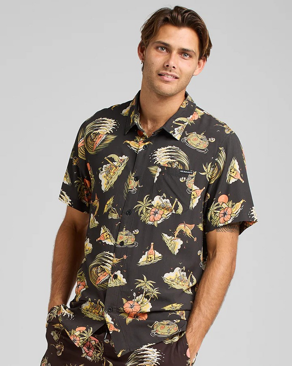 The Mad Hueys FROTHIN OUT | WOVEN SHIRT - VINTAGE BLACK