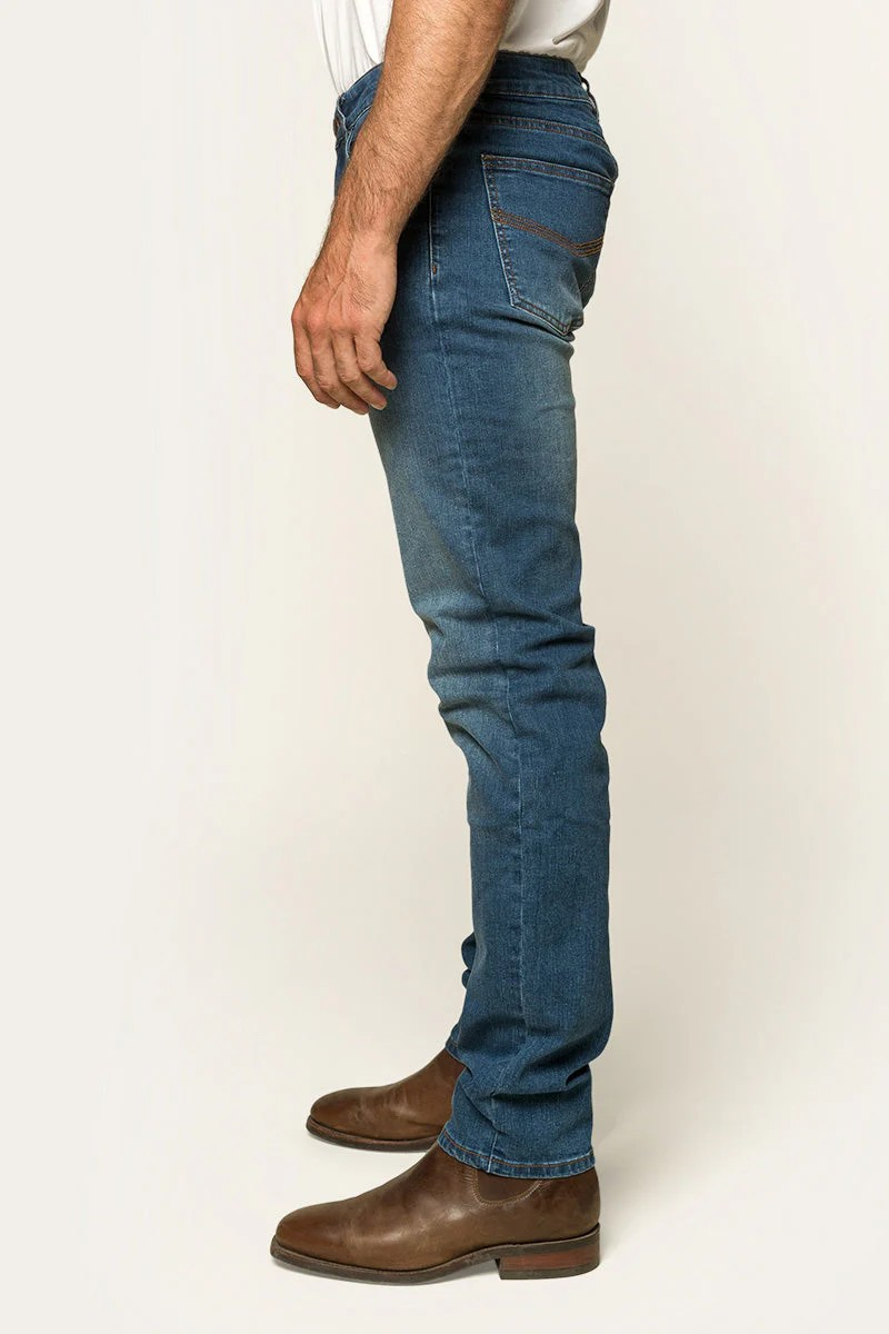 Burke Mens Tapered Leg Jeans- MID BLUE