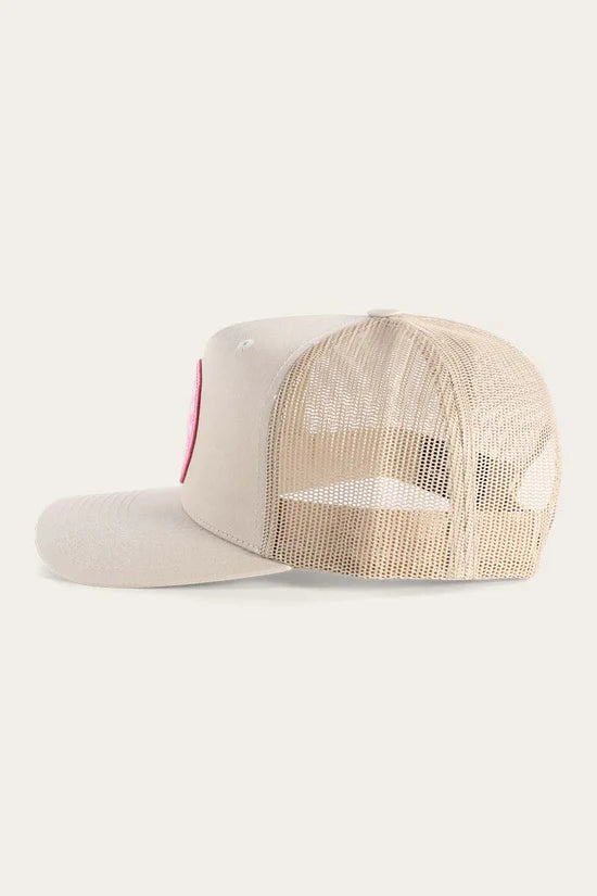 RINGERS WESTERN Signature Bull Trucker Cap - Bone & Pink Patch