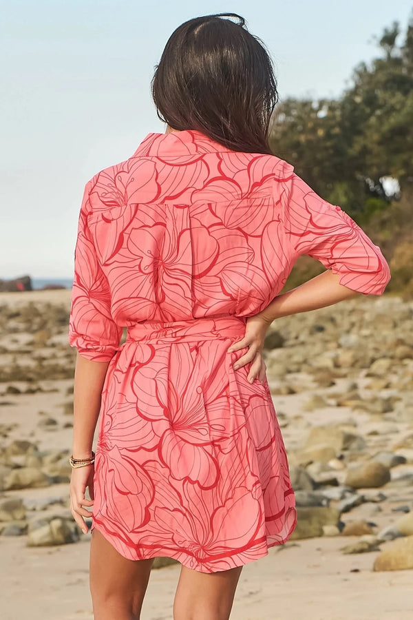 Rosella Print Beverly Shirt Dress - Jaase