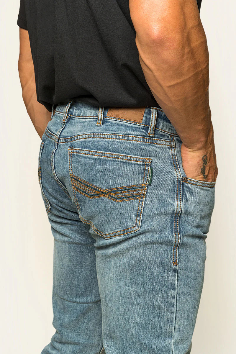 RINGERS WESTERN Muster Mens Slim Fit Mid Rise Jean- light Wash Blue