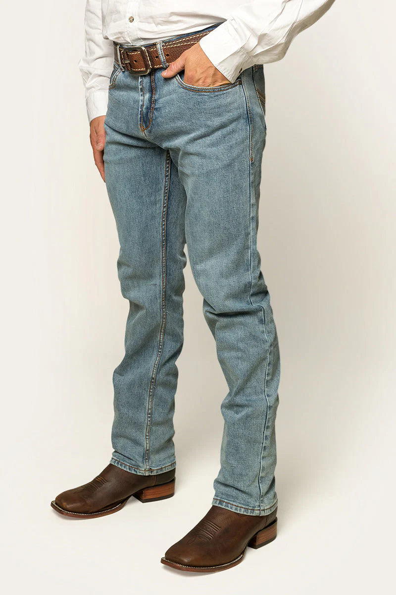 RINGERS WESTERN Muster Mens Slim Fit Mid Rise Jean- light Wash Blue