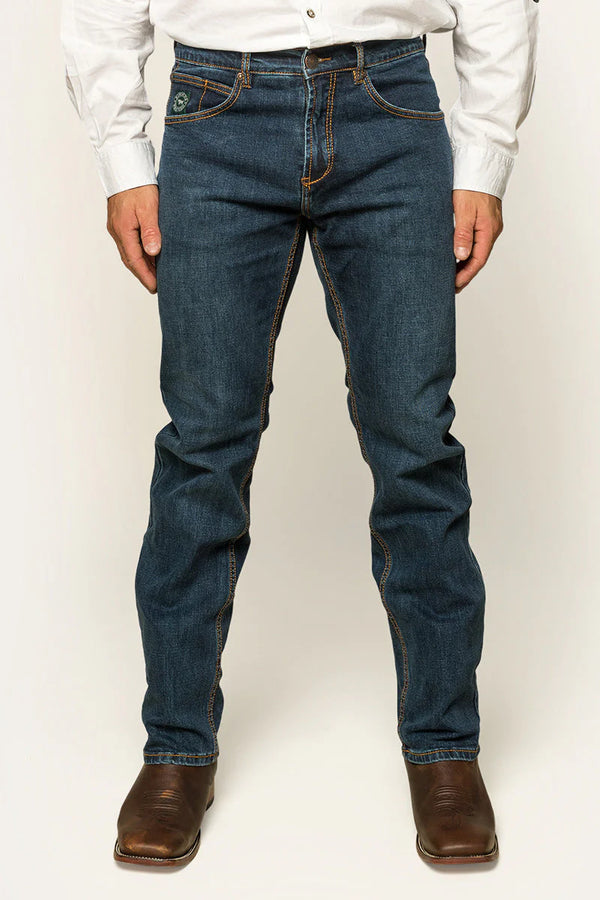 Ringers Western MUSTER Mens Slim Straight Fit Mid Rise Jeans - Dark Wash