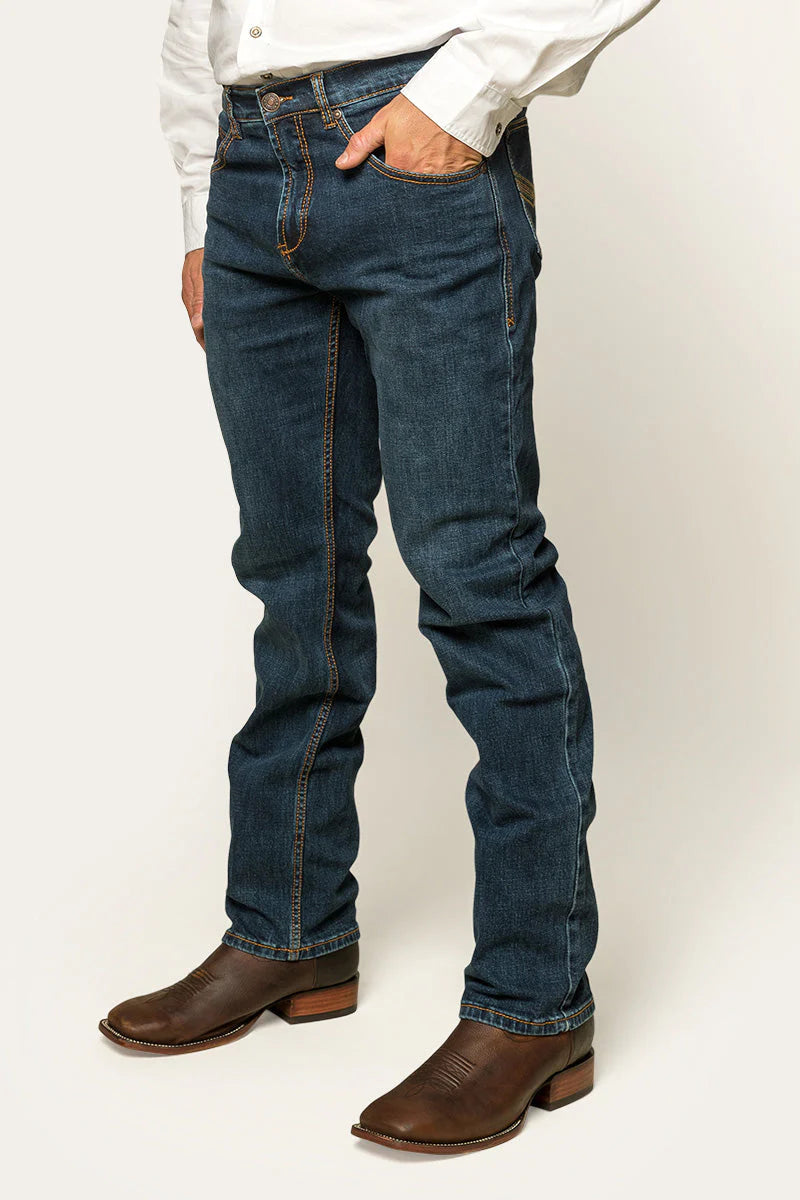 Ringers Western MUSTER Mens Slim Straight Fit Mid Rise Jeans - Dark Wash