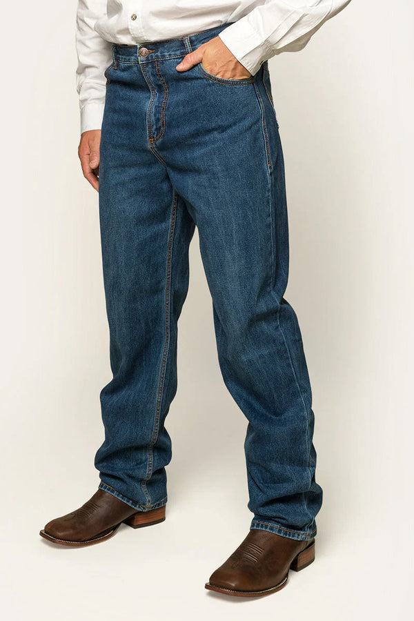 Ringers Western Station Hill Mens Relaxed Fit Jean - Dark Wash Blue