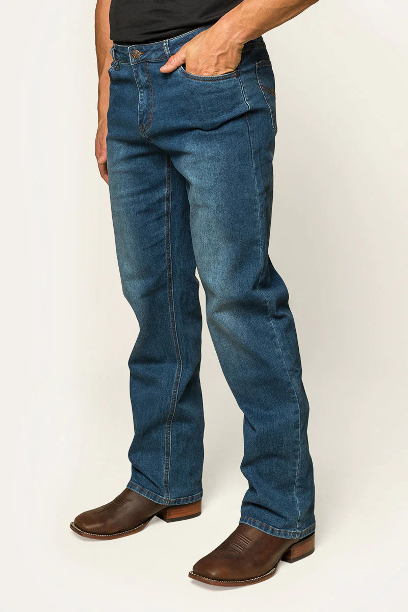 Ringers Western STURT Mens Relaxed Leg Jeans - Mid Blue