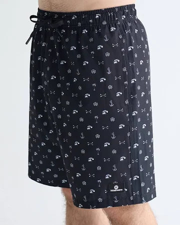 The Mad Hueys  Anchor Bones 14" Youth Swim Volley Short - Black