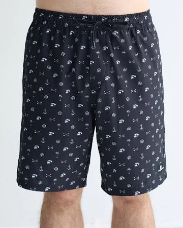 The Mad Hueys  Anchor Bones 14" Youth Swim Volley Short - Black