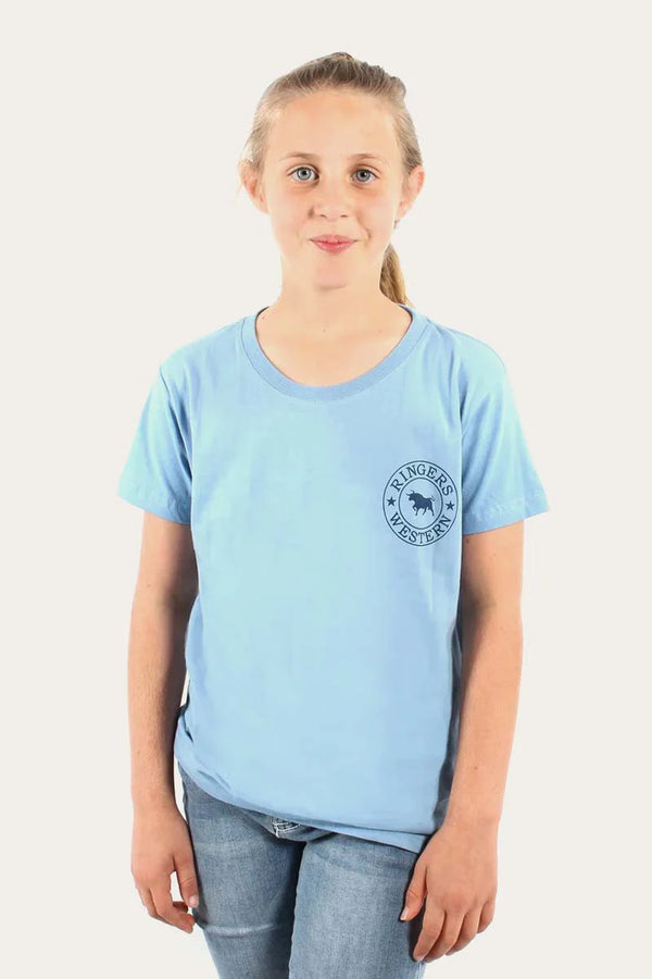 RINGERS WESTERN Signature Bull Kids Classic T-Shirt - Carolina Blue with Navy Print