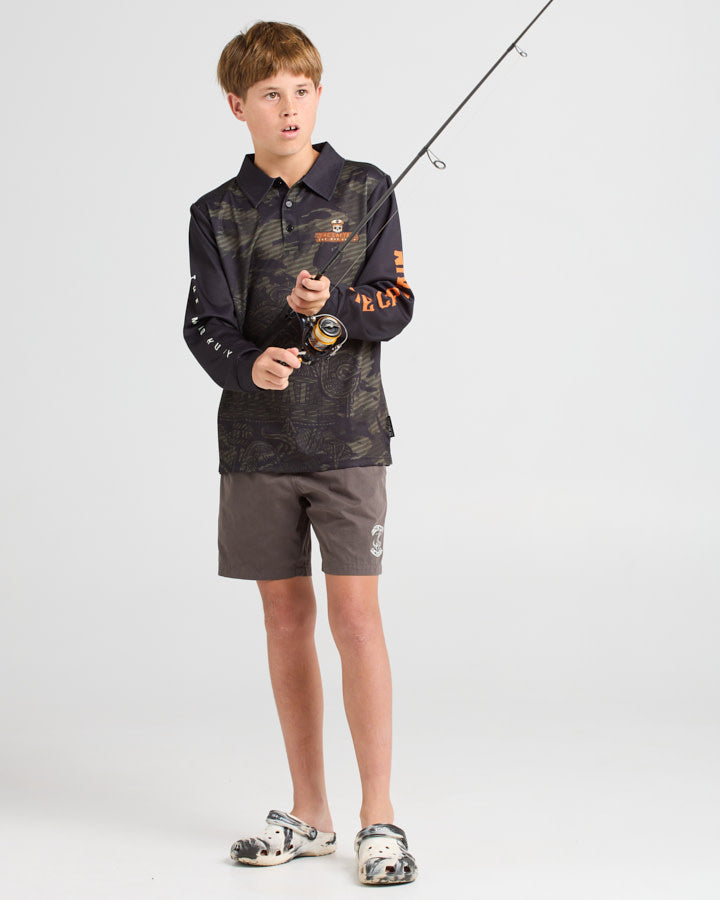 The Mad Hueys THE KRAKEN CAPTAIN | YOUTH FISHING JERSEY - OLIVE