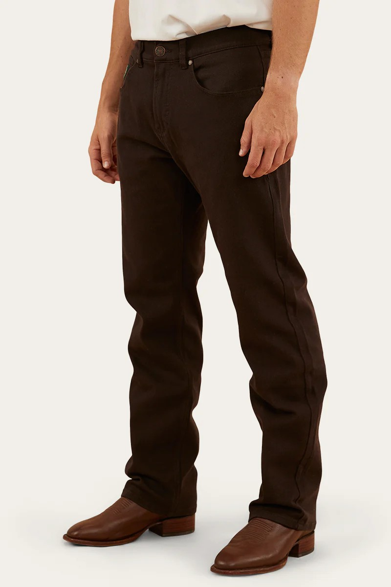 Ringers Western MUSTER Mens Slim Straight Fit Mid Rise Jeans - Chocolate