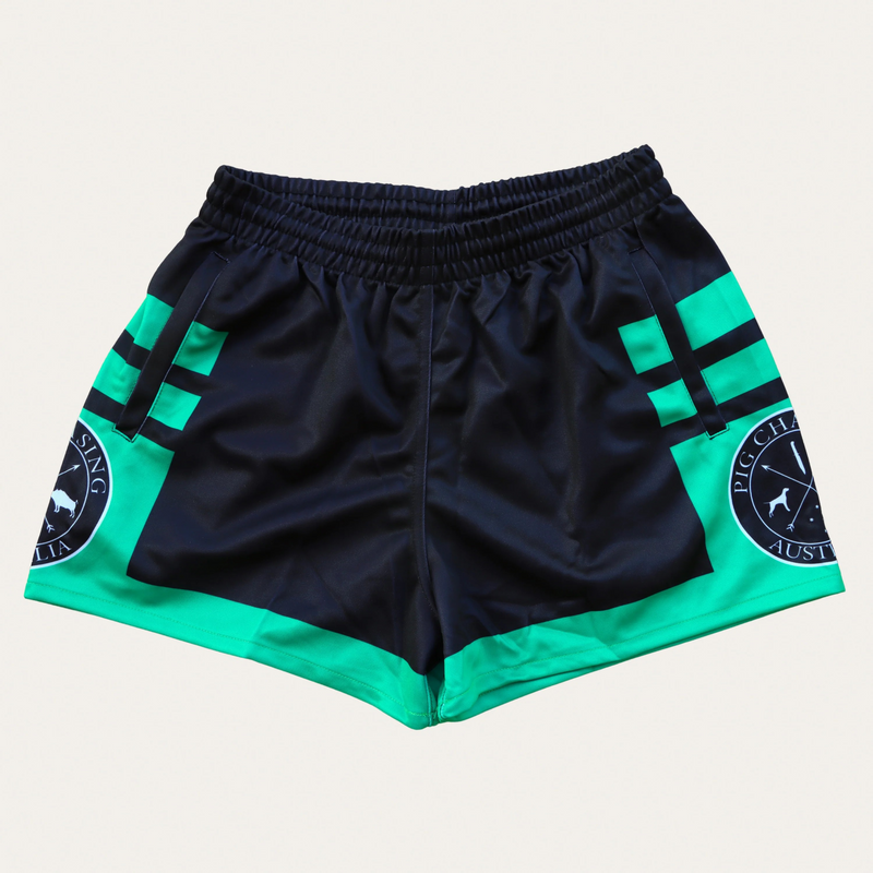 PCA Footy Shorts - black / Green