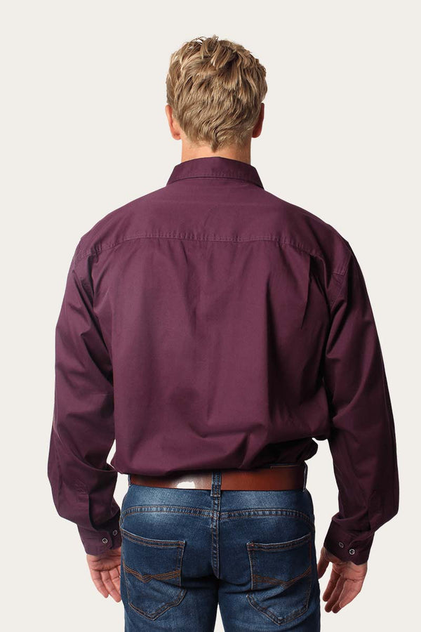 RINGERS WESTERN King River Men's Half button Work Shirt - Aubergine