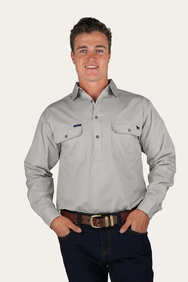 RINGERS WESTERN King River Men's Half Button Work Shirt - Beige