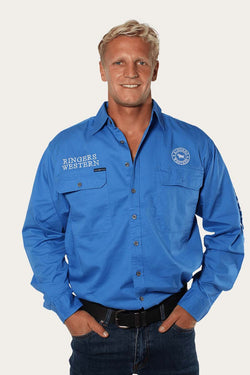 RINGERS WESTERN Hawkeye Mens Full Button Work Shirt- Blue