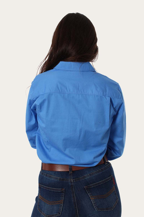 RINGERS WESTERN Pentecost River Womens Half Button Work Shirt -Blue