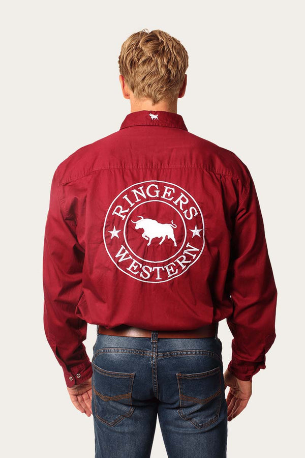 RINGERS WESTERN Mens Hawkeye Work Shirt - Burgundy / White