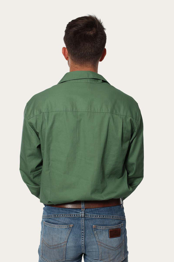 RINGERS WESTERN King River Mens Half Button Work Shirt -Cactus Green