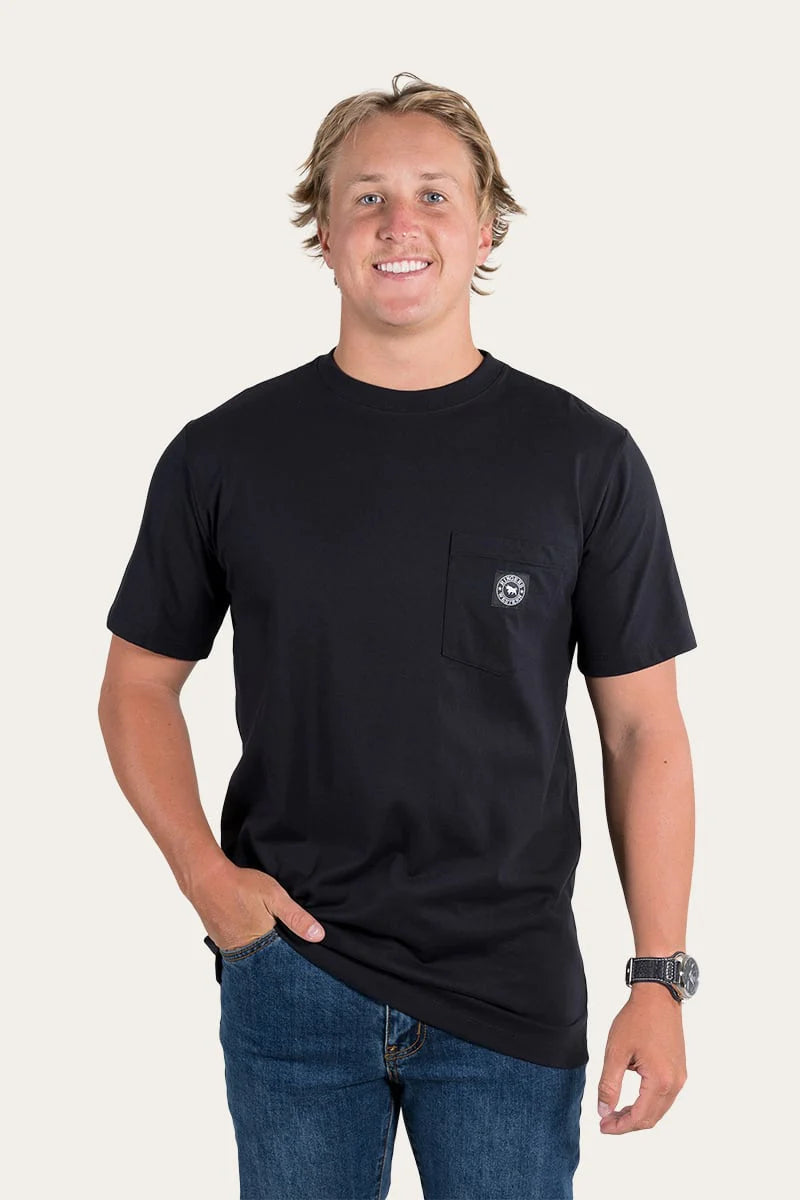 RINGERS WESTERN Southbridge Mens Classic Fit Pocket Tee- Black