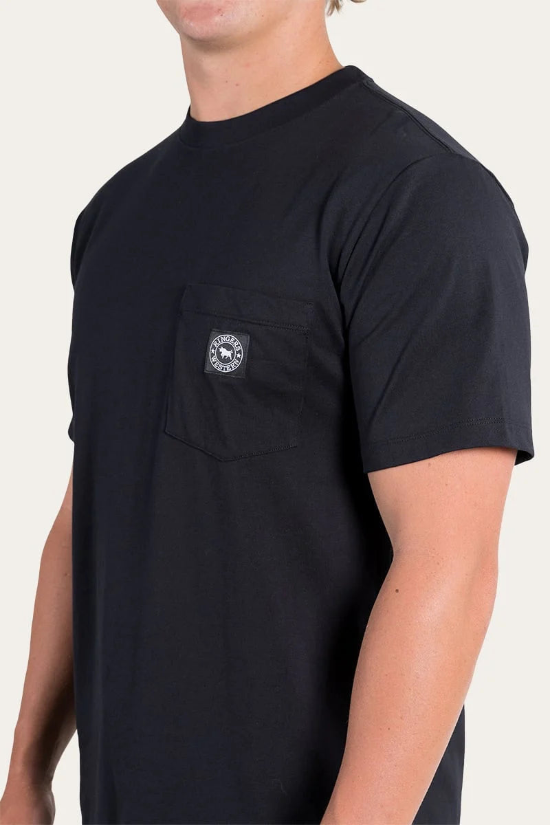 RINGERS WESTERN Southbridge Mens Classic Fit Pocket Tee- Black