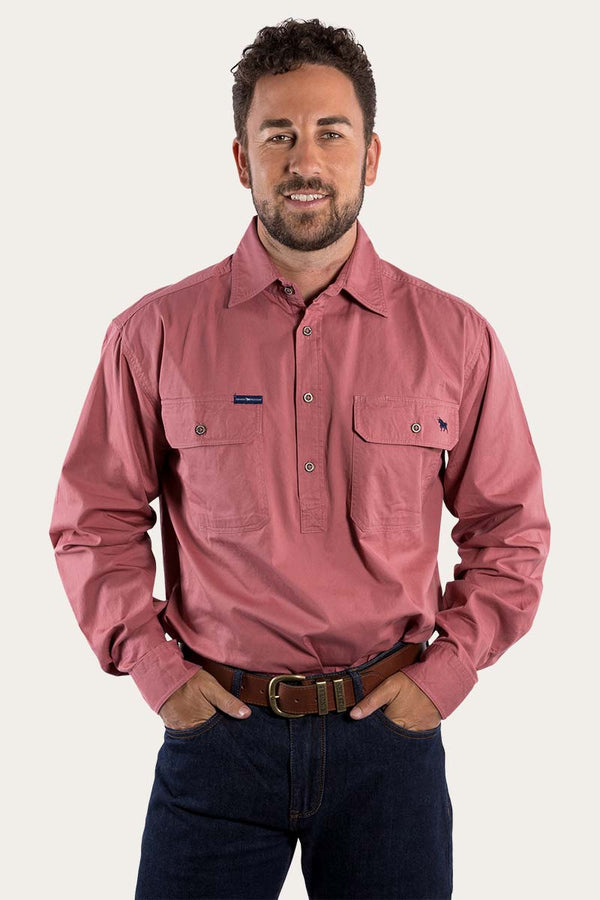 RINGERS WESTERN King River Mens Half button Ringers Western - Dusty Rose