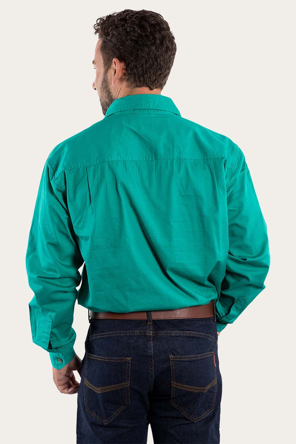 RINGERS WESTERN Boss Mens Half Button Work Shirt -Green